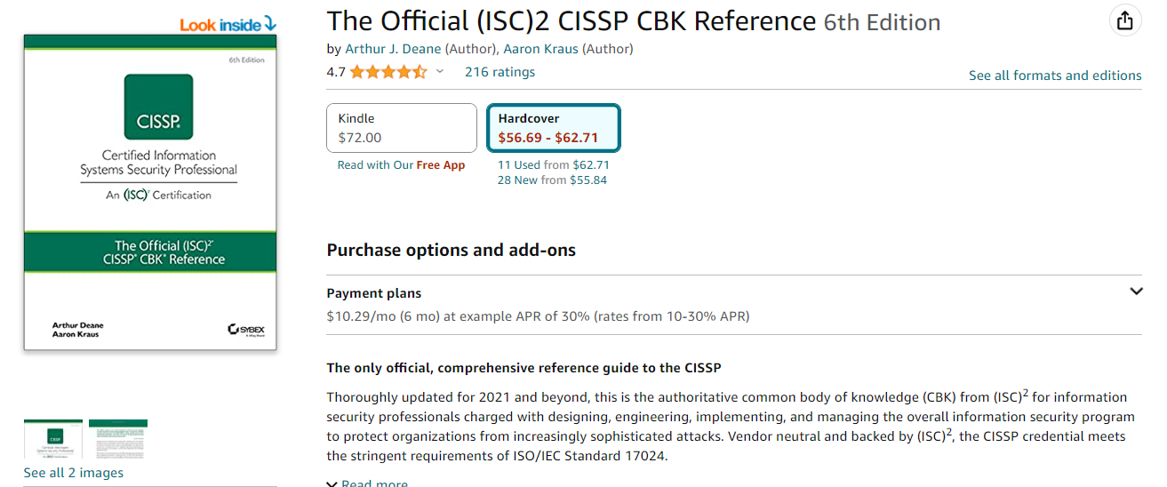 The Official (ISC)2 CISSP CBK Reference 6th Edition